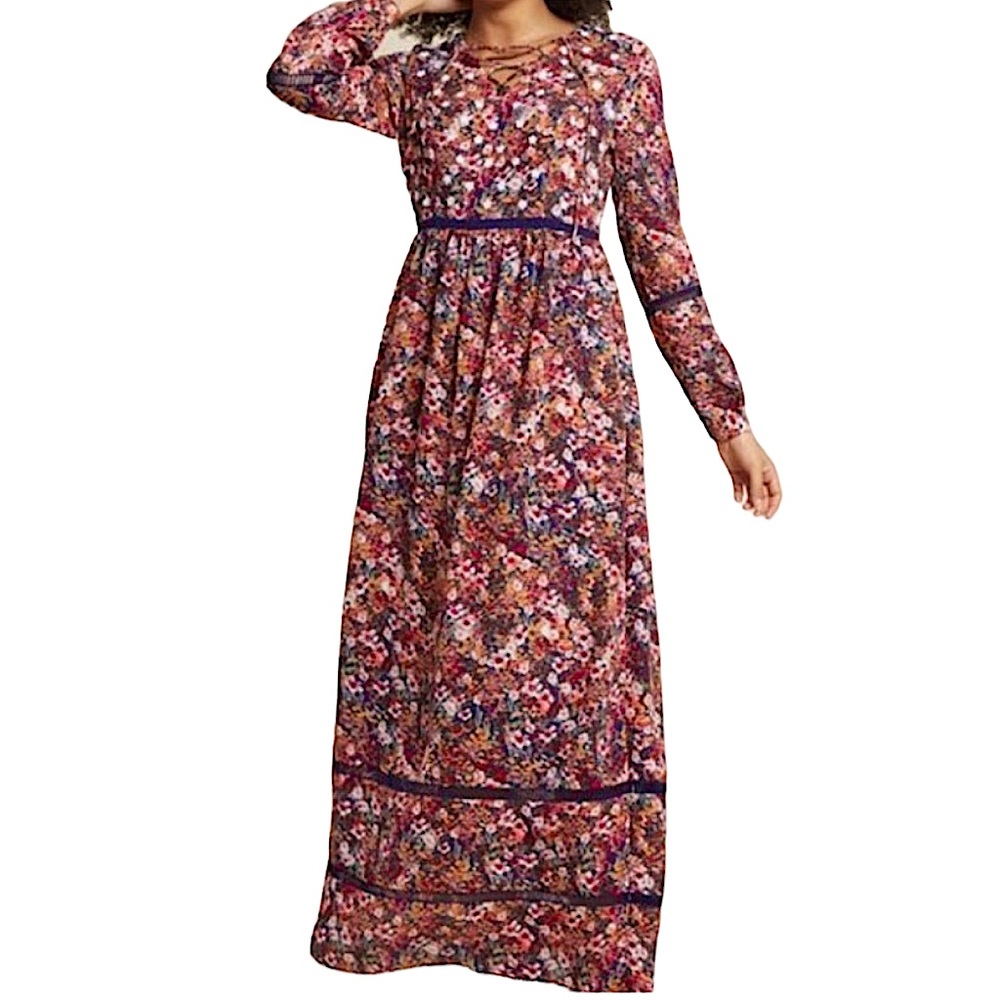 MODCLOTH: NWOT All Over Floral Print Maxi Dress Boho Hippie Cottagecore -Large